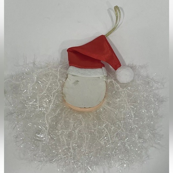 Vintage Santa Head Christmas Ornament Plastic Face Curly Garland Beard 10” - Picture 3 of 3